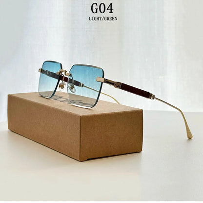 Rimless Sunglass Men Vintage 2025 Fashion Glasses Square Sunglasses Women Trendy And Fashionable Gafas De Sol Hombre Zonnebril