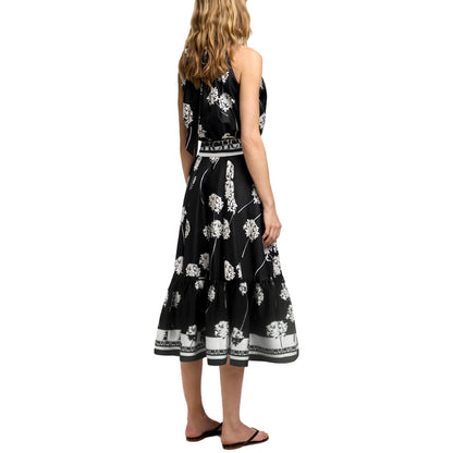 New 2025 Women Fashion Sleeveless Tank Dress Summer Elegant Sundress Femmel Slim Waist Lace-Up Vintage Midi Dress