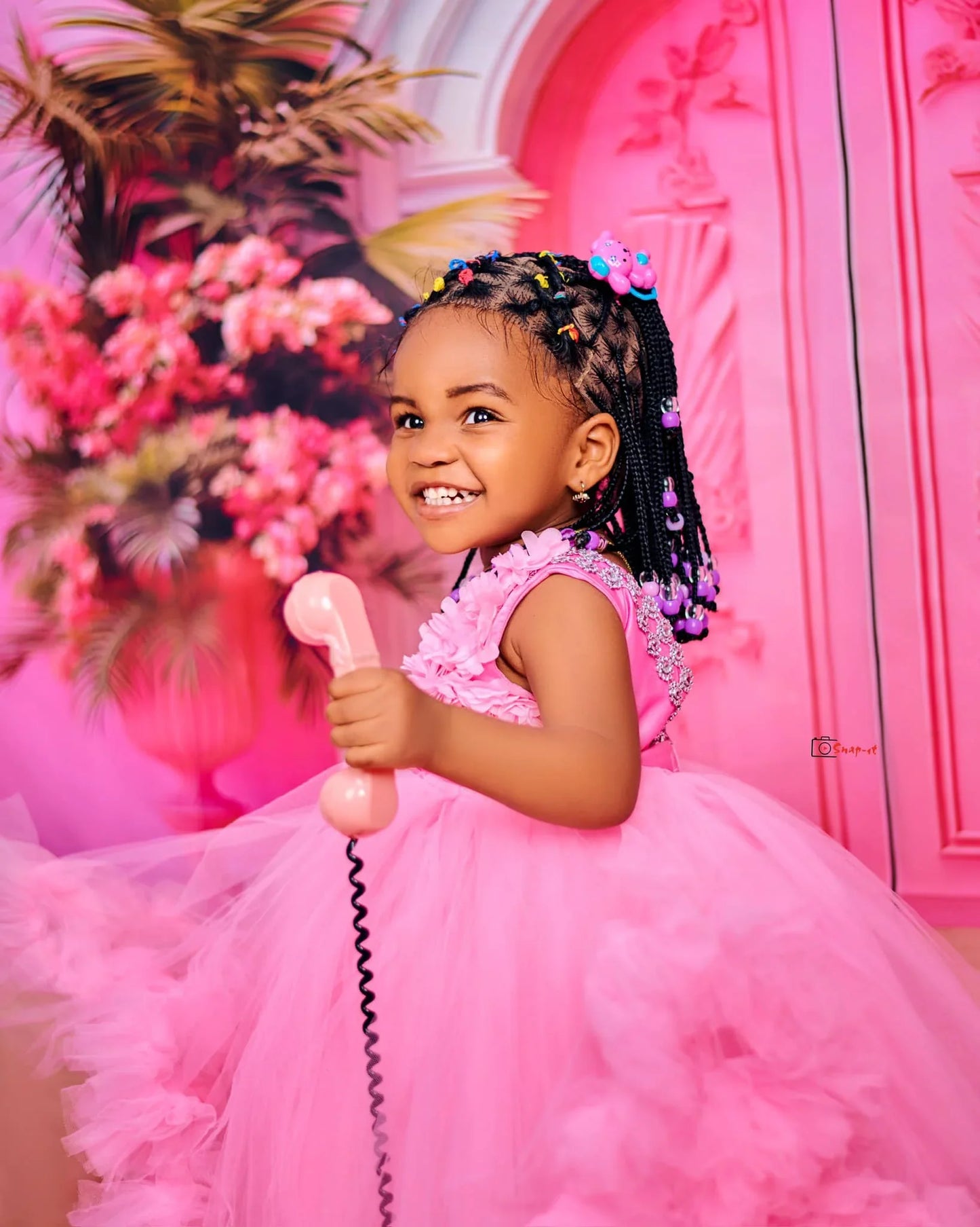 Luxury Pink Kids Birthday Dresses Beading Ruffles Flower Girl Dresses for Wedding Baby Girls Prom for Photoshoot
