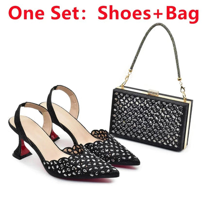 Latest Orange Designer Shoe and Bag Sets From Italy Shoe Woman Summer 2025 Wedding Fashion Party Shoes and Bag Match for Women