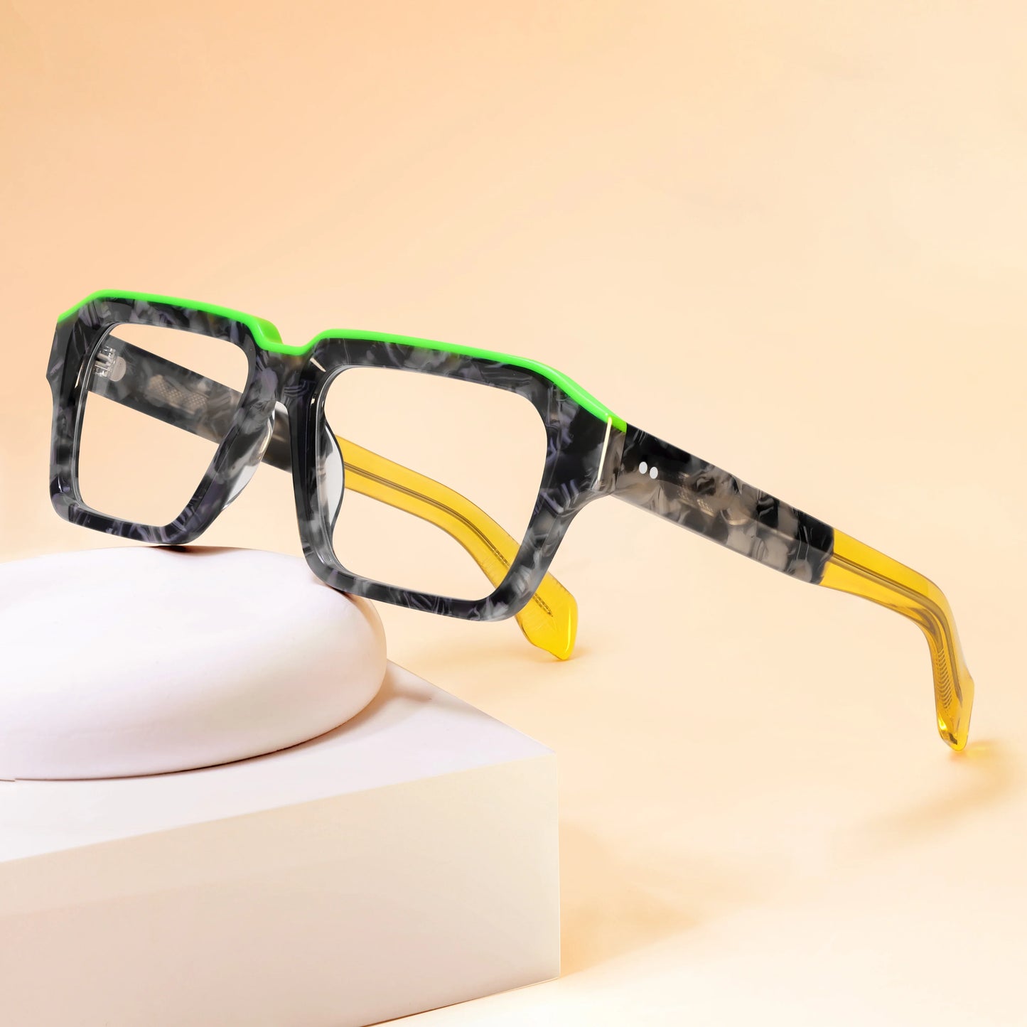 Handmade Feel Retro Glasses Asymmetric Cat Acetate Frame UV400 for Women Polarized Unique Lightweight Fit