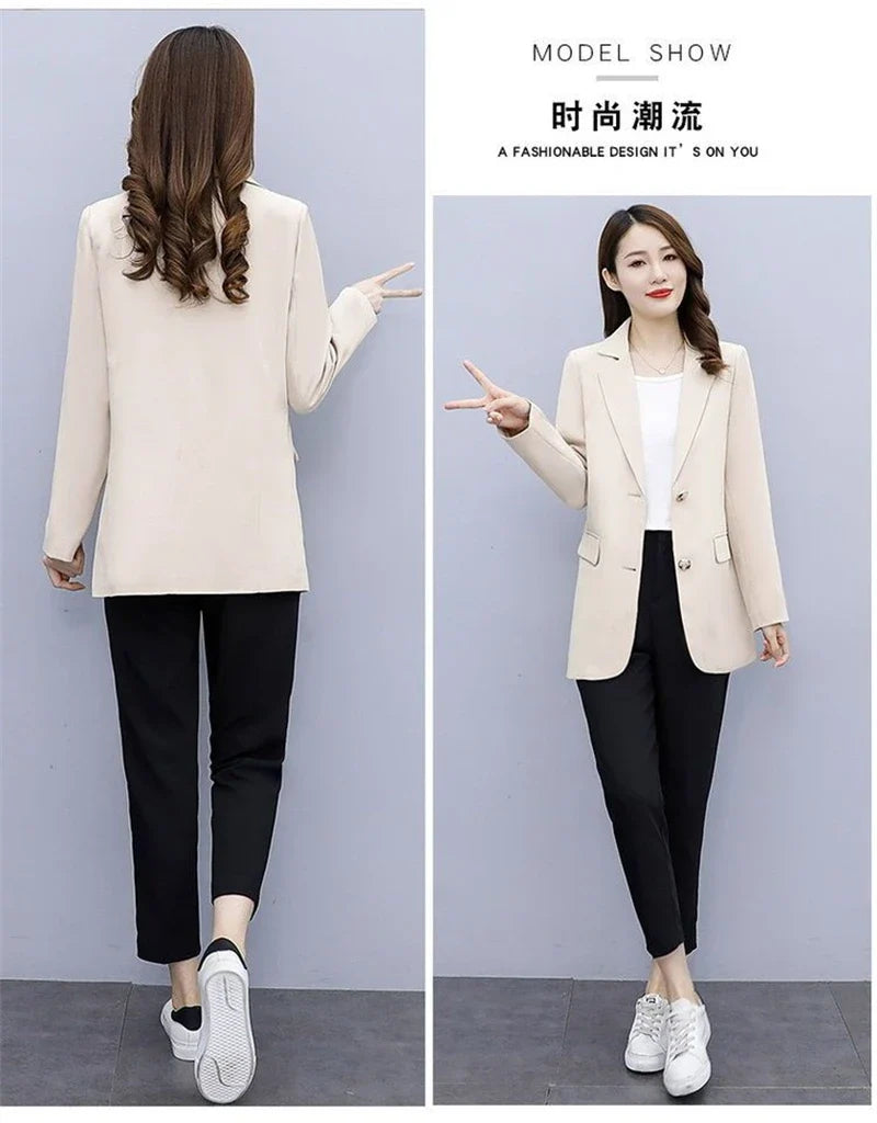 Spring Autumn Office Lady Blazer For Women 2025 Long Sleeve Slim High Quality Blazers Mujer Coats Jacket Winter Clothing Outwear
