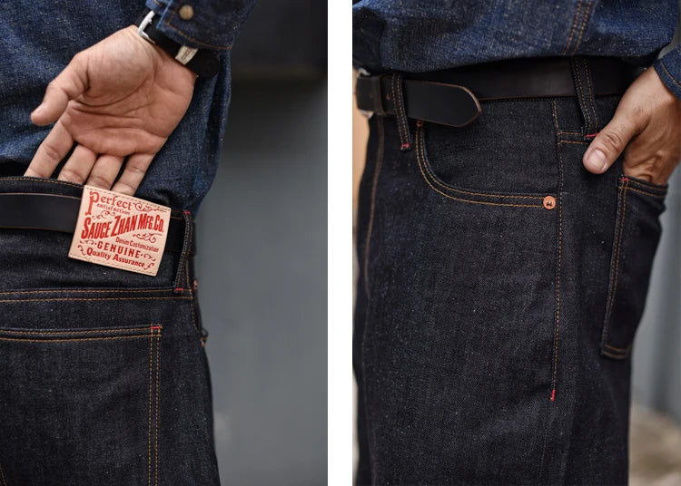 Summer Sanforized Selvedge Denim Jeans Cotton-ramie Men's Jeans Loose Fit High Rise 10oz