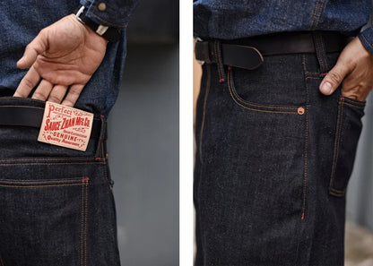 Summer Sanforized Selvedge Denim Jeans Cotton-ramie Men's Jeans Loose Fit High Rise 10oz
