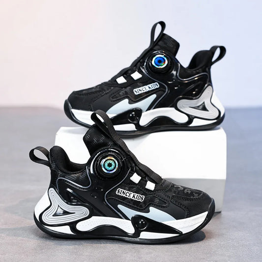 Children Basketball Shoes Swivel Button Boys Fashion Sneakers Girls School Sport Shoes Kids Casual Trainers Outdoor Shoes