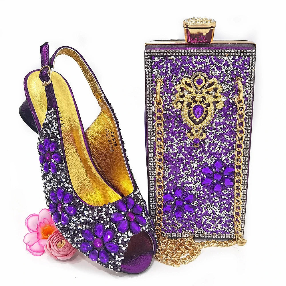 Summer Sandals for Party and Weddings Peep-Toe Bridal Shoes Women 2023 Comfortable Shoes and Bag Set for Lady