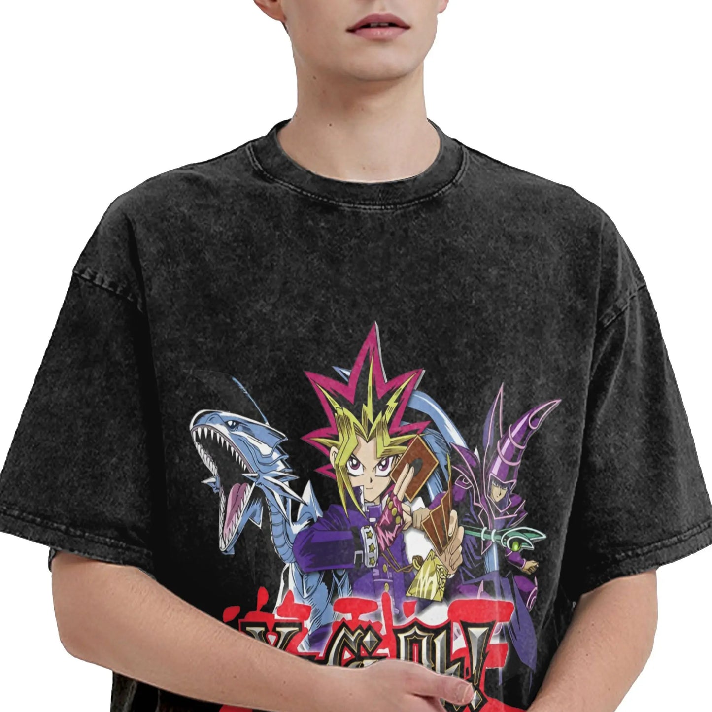 Anime Yu Gi Oh Slifer the Sky Dragon T-Shirt Men O Neck Cotton Washed T Shirts  Short Sleeve Tees Gift Tops Summer Tshirt