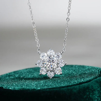Moissanite Necklace Flower Pandent GRA Certified s925 Sterling Silver Plated 18k White Gold Fashion Necklaces for Women