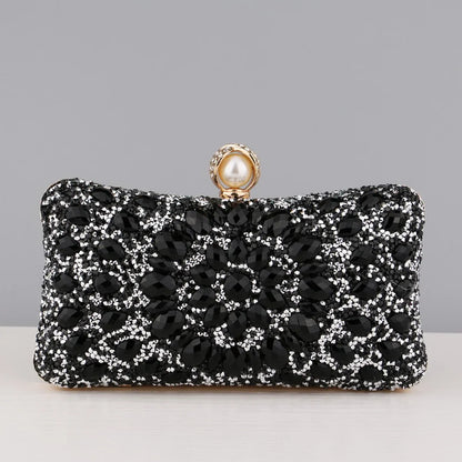 Full Diamonds Evening Bags Acrylic Flower Rhinestones Clutch Bags Metal Pearl Luxury Prom Wedding Dinner Handbags