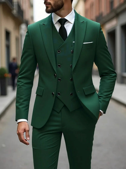 Four Seasons Wedding Groom Suit Big Size Business Formal Slim Fit Korean Style Three Piece Set Mens Tuxedo