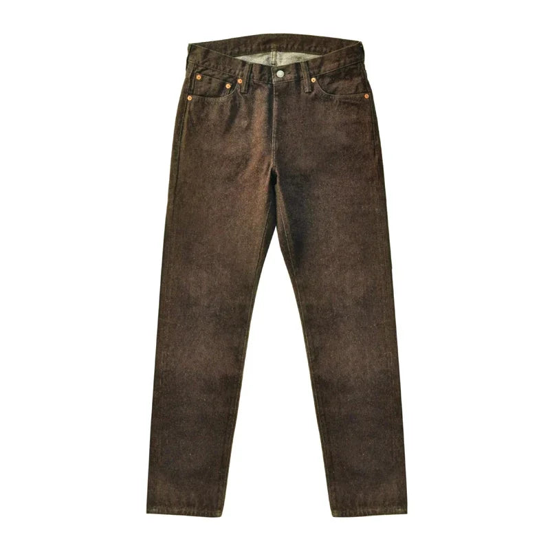 Men Jeans Brown Jeans Men Jeans Trousers  Selvedge Denim Jeans for Men Taper Fit Mens Jeans vintage 13.8 Oz