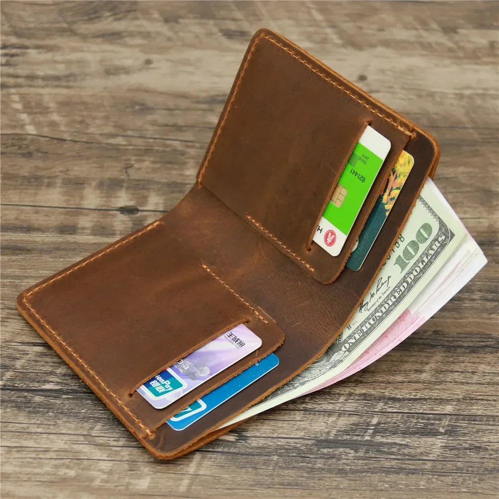 Men's Crazy Horse Leather Wallet, Genuine Leather Wallet, Card Bag, Simple Retro European and American Style, Mens Purse 2026