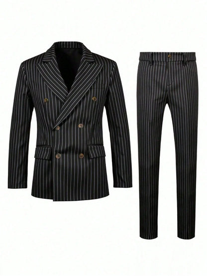High-quality European and American Men's Clothing, Formal Suits with Stripes, Trousers for Business, Formal Dinners, Weddings