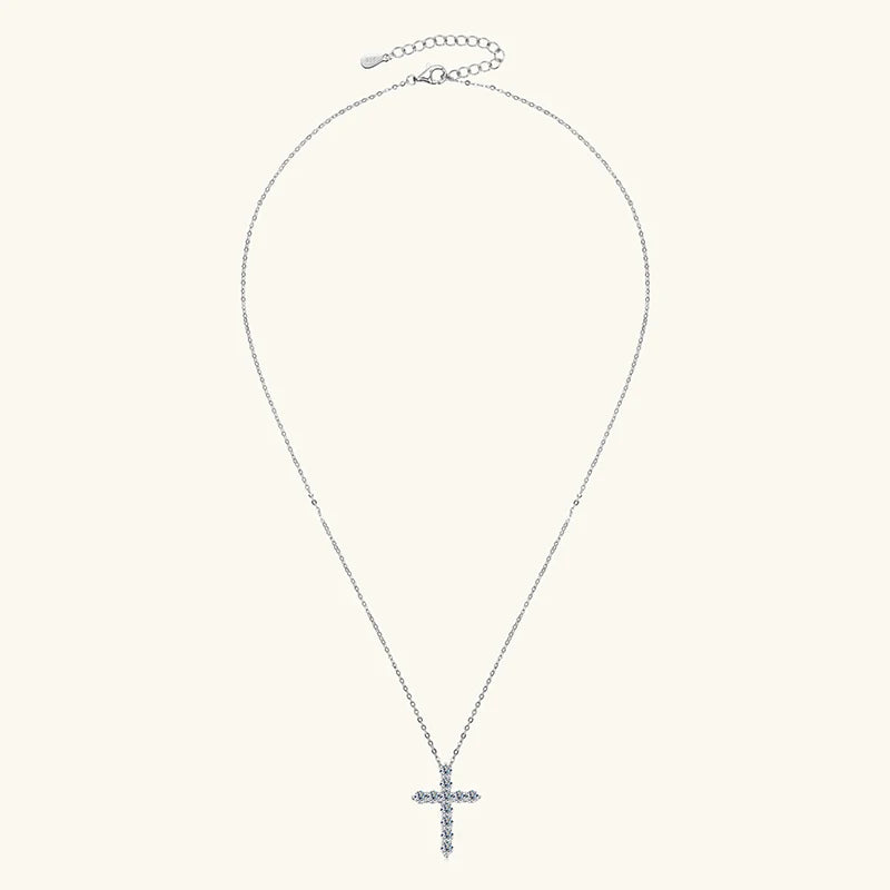 GRA Certified 3.5MM Moissanite Cross Pendant Necklaces for Women S925 Sterling Silver Clavicle Chains Fine Jewelry Gift