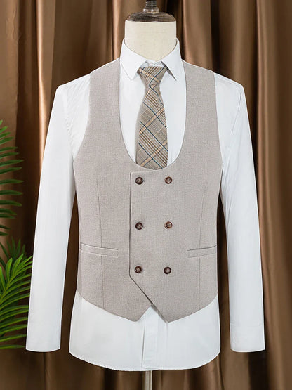 Turkish Style High Quality Men Suits 3 Piece Set Elegant Slim Fit Formal Office and Leisure Banquet Groomsman Set Groom's Suit