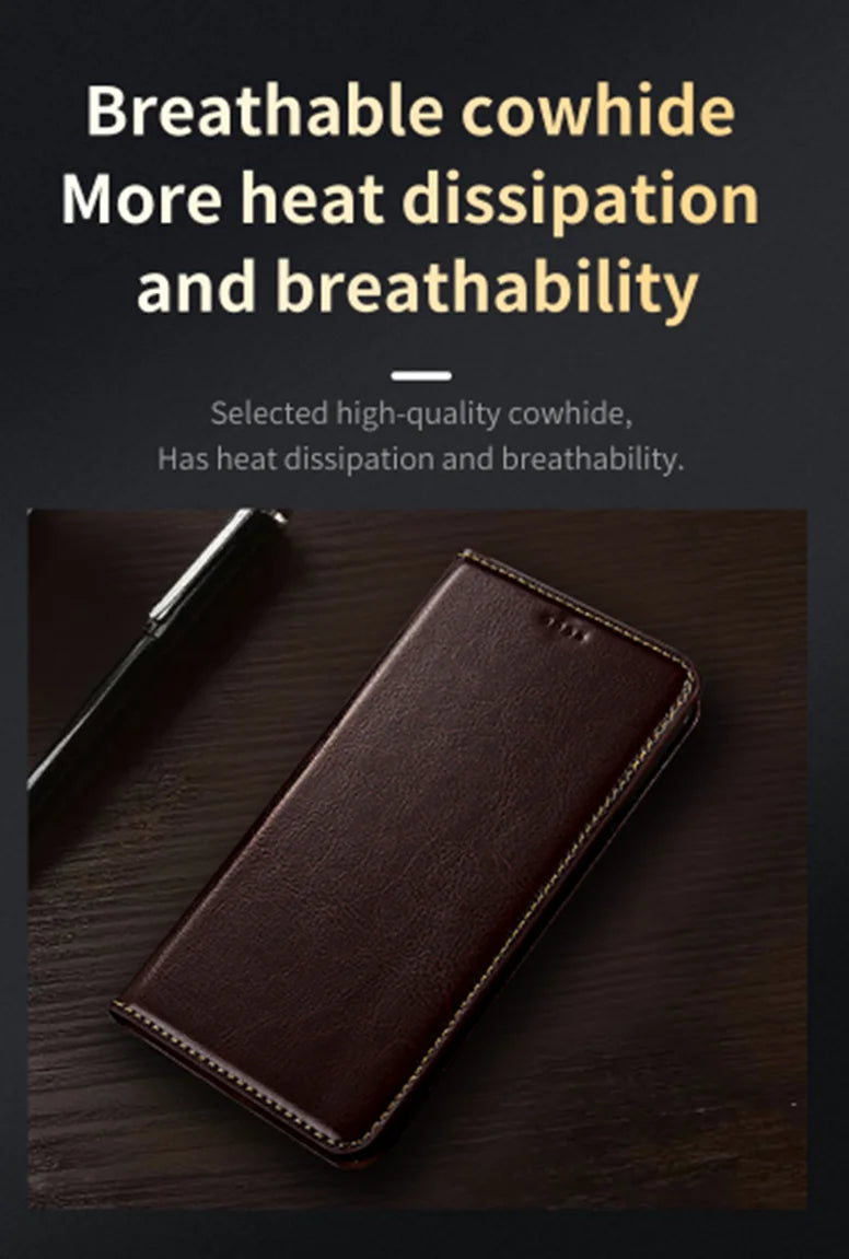 Crazy Horse Genuine Leather Flip Case For Apple iPhone 12 13 14 15 16 16e 17 Pro Max Plus Mini Air Phone Cover Card Cases