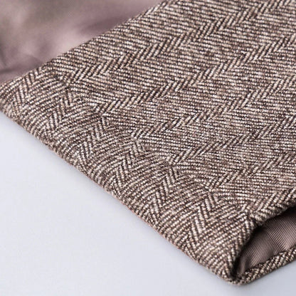 Men Vest Khaki Herringbone Double Button Solid Waistcoat For Wedding Banquet Business Office Work Casual Daily Men Suit Vest