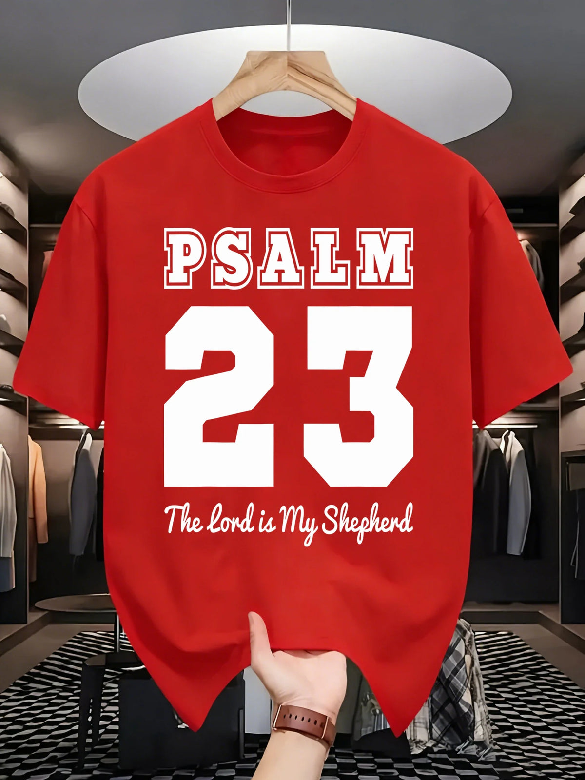 Psalm Number 23 Printing T-Shirt Men Cotton Crewneck T Shirts Summer Loose Basics Clothing Fashion Unisex Retro Short Sleeve