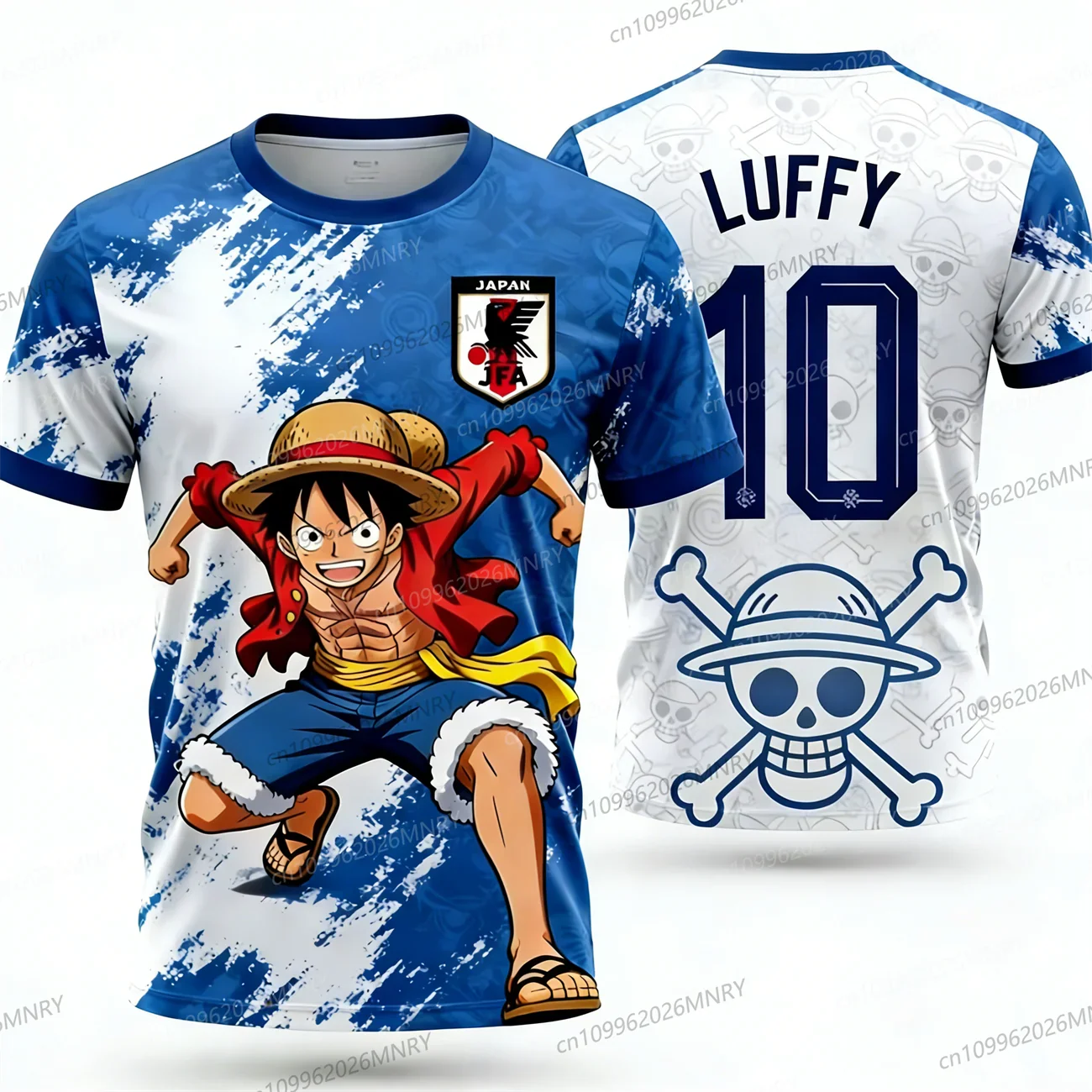 Japan One Piece Luffy Football Jersey Men T-shirt Kids Football Special Jersey Kit Adult Men's/Women's Quick-Drying Sweatshirt
