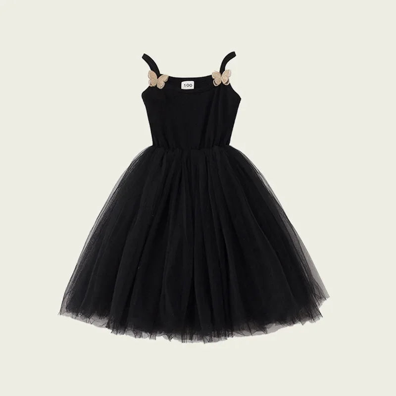 2026 Summer Baby Girls Kids Cute Tutu Sling Dress Sleeveless Tulle Birthday Party Vestido Ballet Princess Dress Children Clothes