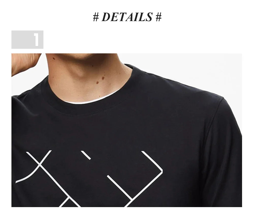 Men's Short Sleeves New Fashion Commuter Versatile Men's Classic Top Pure Cotton Round Neck Letter Design Men's Short Sleeves