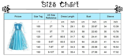 Girls Cosplay Snow Queen Elsa Snowflake Cape Costumes Kids Carnival Party Prom Gown Children Clothes Elsa Princess Dresses