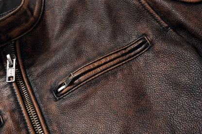 New 100% Cowhide Leather Jacket men Top Layer Clothes Men's Stand Collar Motorcycle Clothes  Autumn Winter Plus Size motorcycle