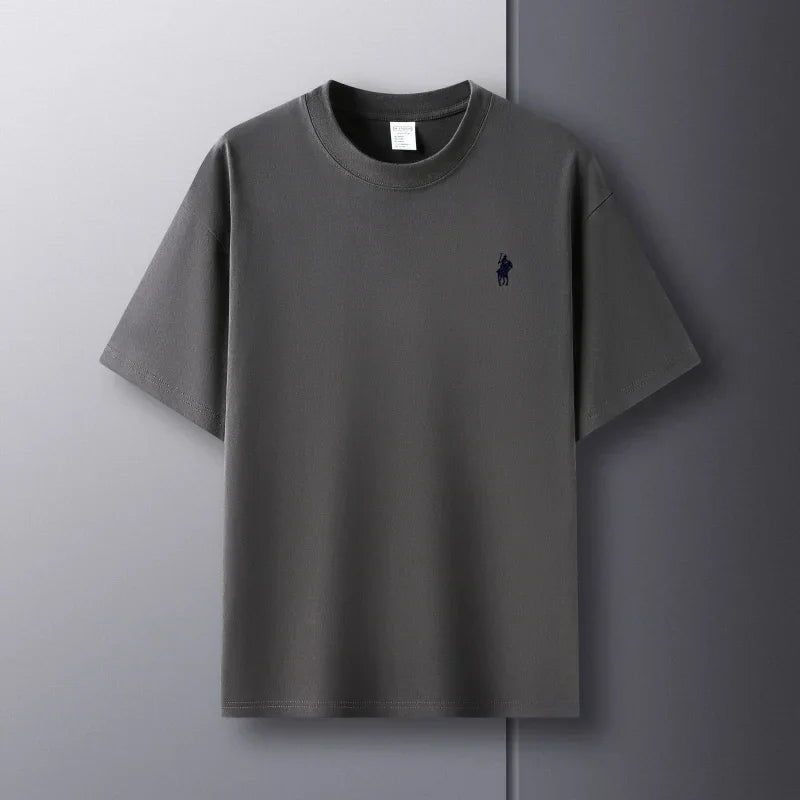 100% pure cotton short sleeve round neck men's T-shirt hot selling luxury brand summer exquisite pony embroidery breathable top