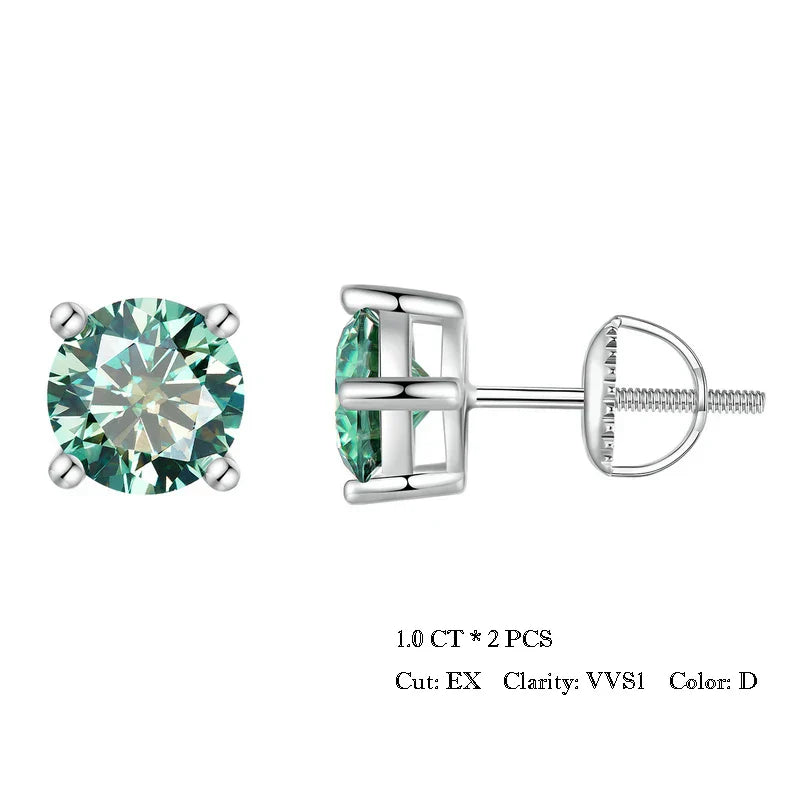 4 Prongs Moissanite Earrings for Women Solid 925 Sterling Silver 2CT VVS1 Lab Diamond Sparkling Classic Wedding Jewelry