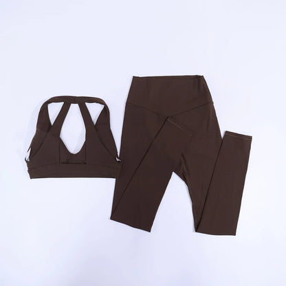 New Summer Women's Ultra Soft Sports Bra And Yoga Pants Set Fashionable Two-Piece Gym Workout Shock-Absorbing Underwear Suit