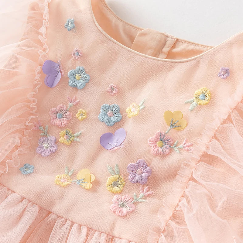 Girls Baby Princess Dress Summer Sweet Cute Embroidery Children Mesh Elegant Dress Party Outdoor Gentle DB2251139