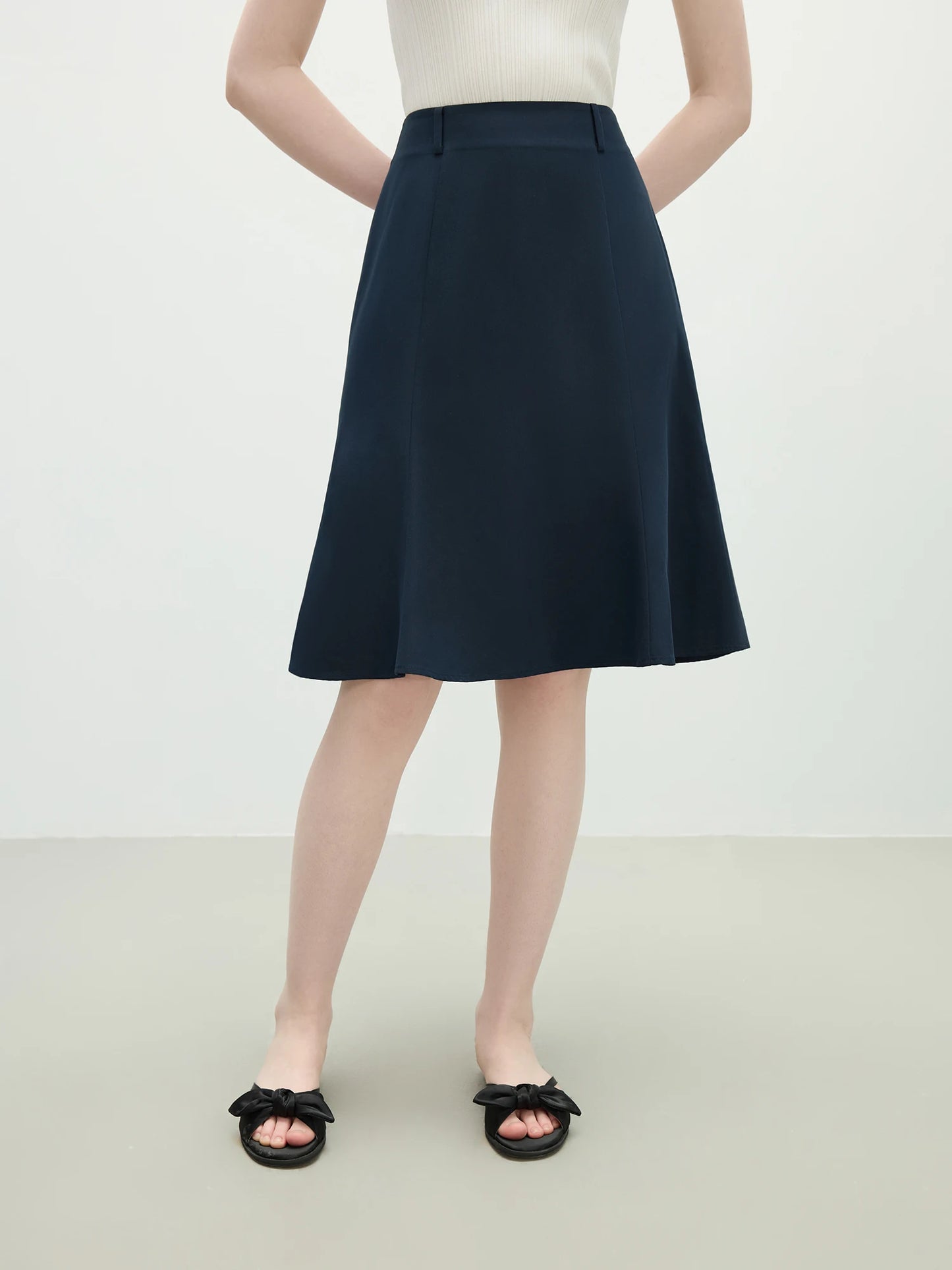 White Mermaid A-Line Skirt 2025 Summer High-Waisted Office Evening Chiffon Tailored Elegance Casual Loose Skirts 25FS12166