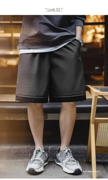 Outdoor Double Zippers Shorts Men's Summer Breathable Running Sport Shorts Lightweight Quick-Dry Training Street Bottoms