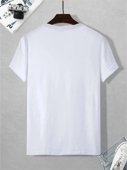 Men's Summer 100% Cotton Fashionable Casual Loose Brooklyn Pattern Printed Sports Round Neck Short Sleeve T-shirt Top
