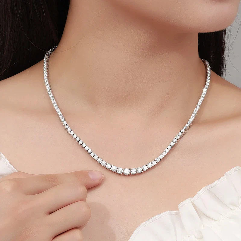 Moissanite Tennis Necklace for Woman Wedding Jewely with Certificate 925 Sterling Sliver Plated 18k White Gold Necklace