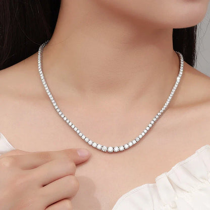 Moissanite Tennis Necklace for Woman Wedding Jewely with Certificate 925 Sterling Sliver Plated 18k White Gold Necklace