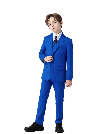 4pcs/set Boys' Suit Set With Pants, Vest, Tie And Jacket School Uniforms