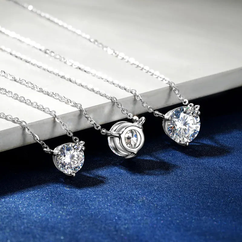 1CT 1.5CT 2CT Moissanite Pendant Necklace s925 Sterling Silver Certified Solitaire Drop Necklaces For Women Jewelry Gift