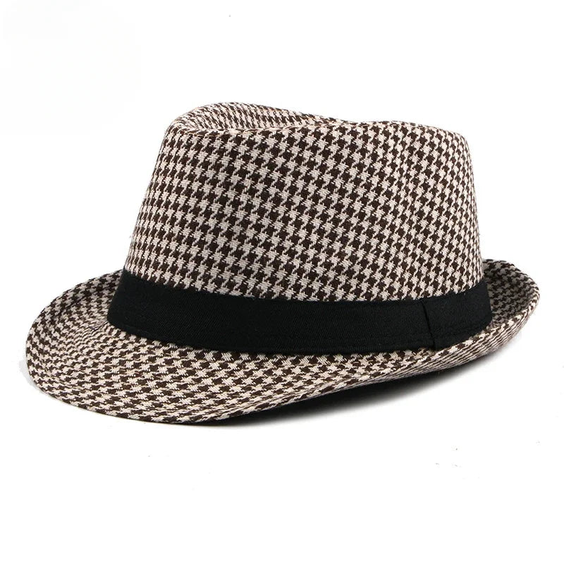 Spring Summer New Middle Aged Men's Top Hat Fashion Knitted Jazz Gentleman Black Chapeay Fedoras Bucket Hat Caps