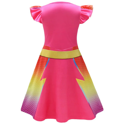 Children's SuperKitties Dresses Super Kitties Cosplay Costume Girls Flying Sleeves A-Line Dress Bag Mask Carnival Birthday Gift