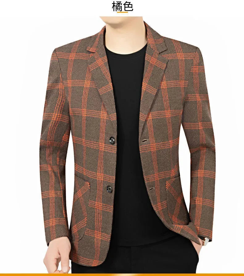 Brand Plaid Striped Business Blazers for Mens 2026 New Spring Autumn Fashion Casual Suit Jacket Men Interview Coat