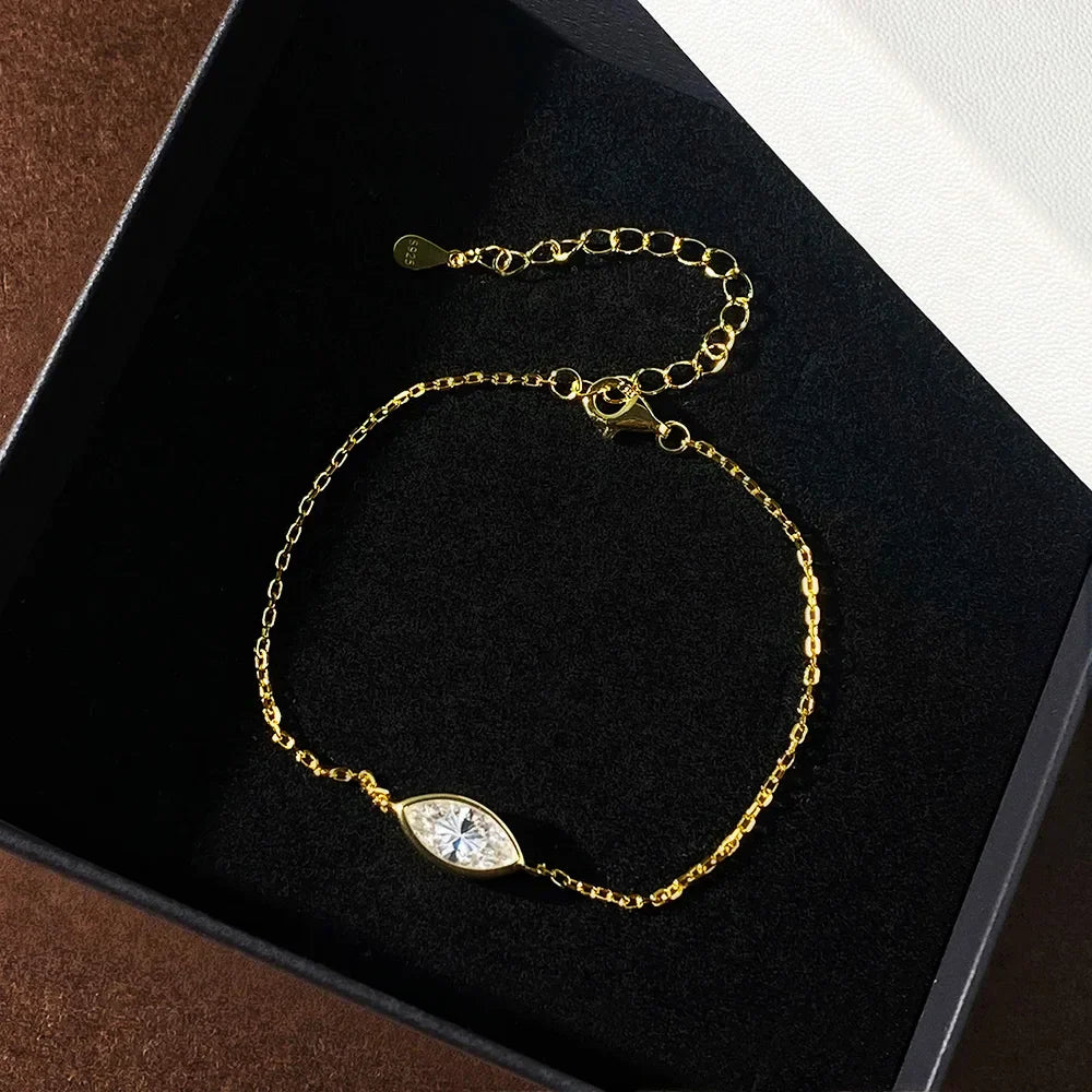 Dainty All Pear Round Cut Moissanite Finger Chain Bracelets Women 14-20cm Wrist Size Adjustable s925 Silver Hand Jewelry