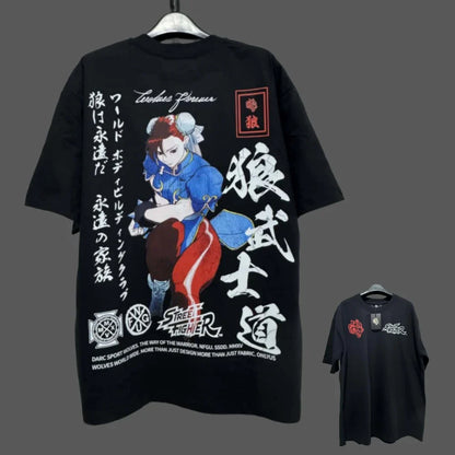 JAPAN BUSHIDO Anime Printed Men T-shirt City Fitness Training Sportswear Loose Casual Crewneck Men's T Shirts Couples Cotton Tee