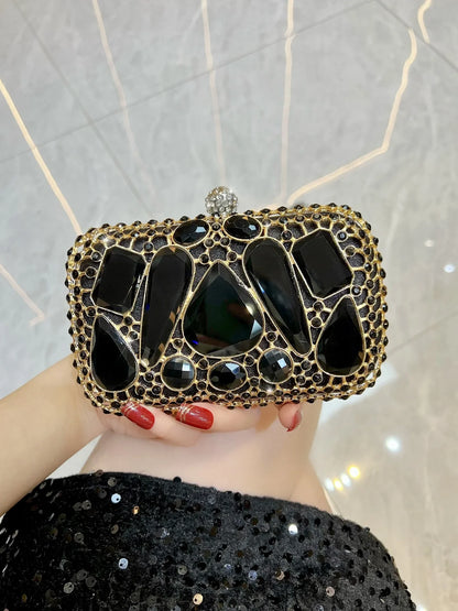 New Glass Diamond Clutch for Women, Exquisite French Rhinestone Evening Handbag, Luxury Lightweight Chain Bag for Formal Party