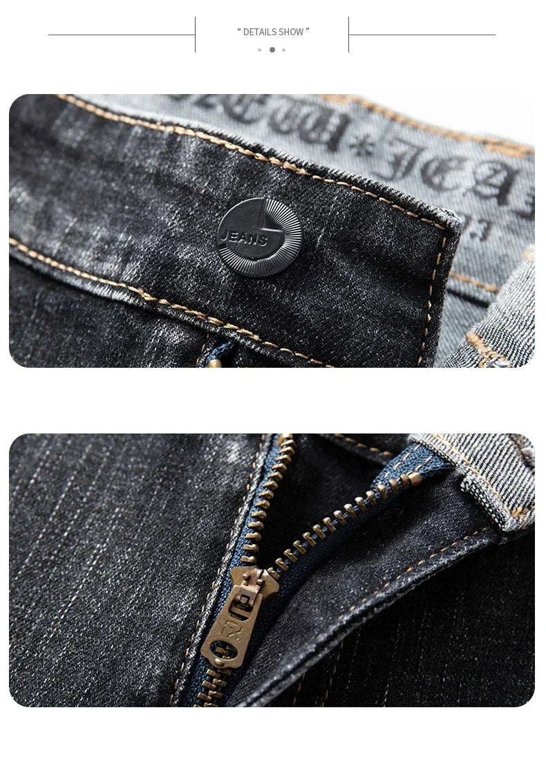 Autumn Winter New Business Men's Jeans Classic Fashion Stretch Washed Casual Denim Trousers Comfortable Straight Male pants