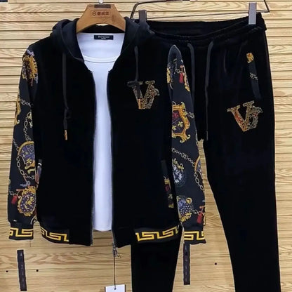 Men's autumn casual two-piece set, new coat, pants, fashionable youth suit.