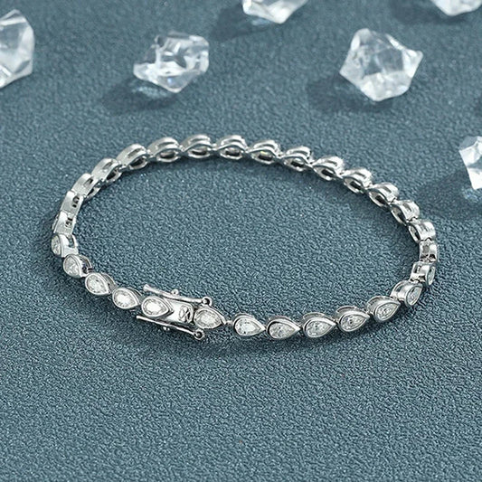 Bracelet de tennis en moissanite taille Asscher complète 3x3mm 0.15CT serti clos pour femmes et hommes, idéal pour les fêtes, en argent 925 certifié GRA