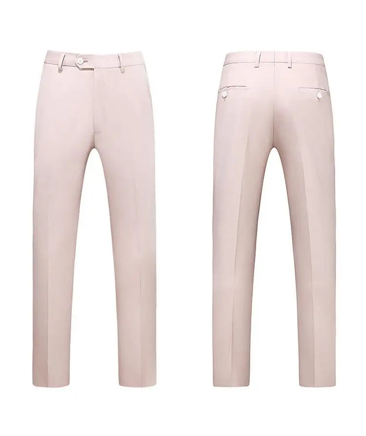 19 Colors High Quality Men's Solid Color Slim Fit Suit Pants Fashion Formal Business Social Groom Wedding High End Trousers