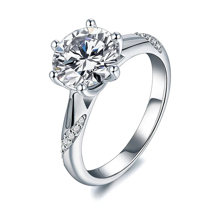 Bague en argent sterling 925, 1, 2 ou 3 carats, style classique, diamant moissanite, bague de mariage, de fête, d'anniversaire, pour femmes, bijoux fins