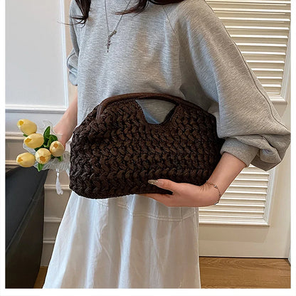 New Summer Beach Bag for Women Clutch Bag Luxury Designer Straw Bags Tote Handbag Fashion Woven Rattan Bags Female Travel Purse